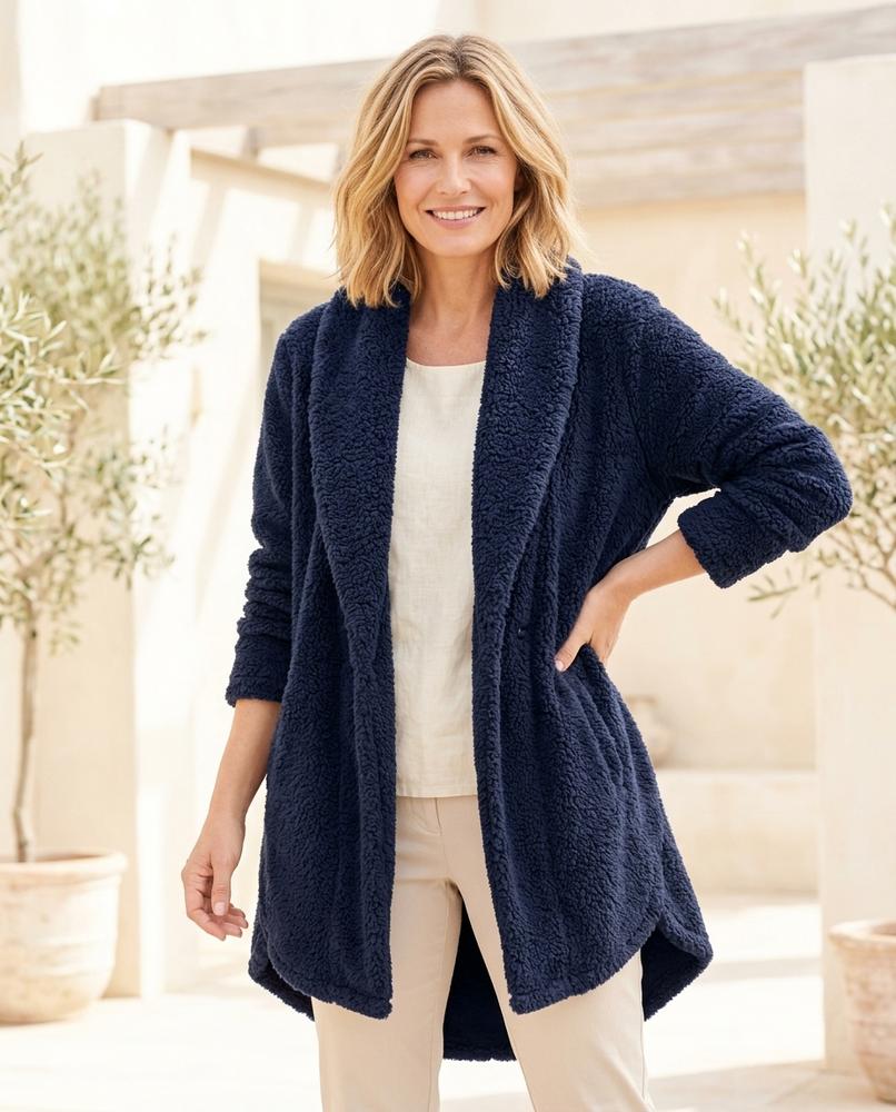 Marvis Mode - Mamar | Asymmetrischer Plüschiger Cardigan Damen