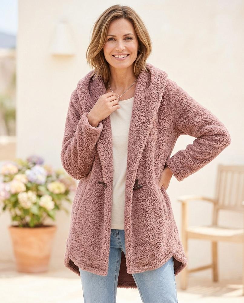 Marvis Mode - Mamar | Asymmetrischer Plüschiger Cardigan Damen