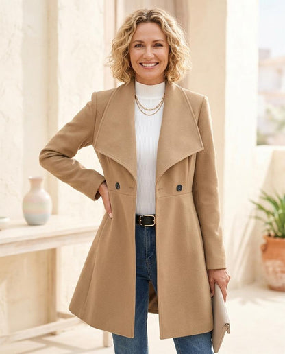 Marvis Mode - Lyren | Taillierter Doppelreihiger Mantel Damen