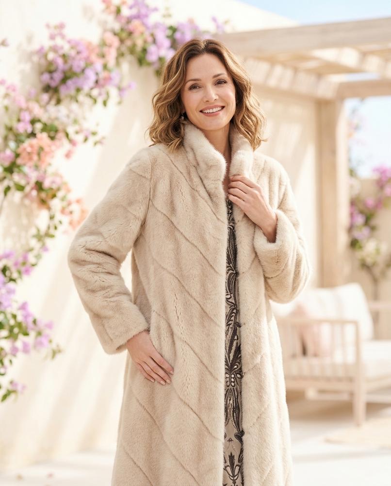 Marvis Mode - Tasen | Strukturierter Hochgeschlossener Mantel Damen