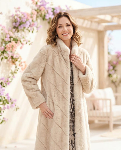Marvis Mode - Tasen | Strukturierter Hochgeschlossener Mantel Damen