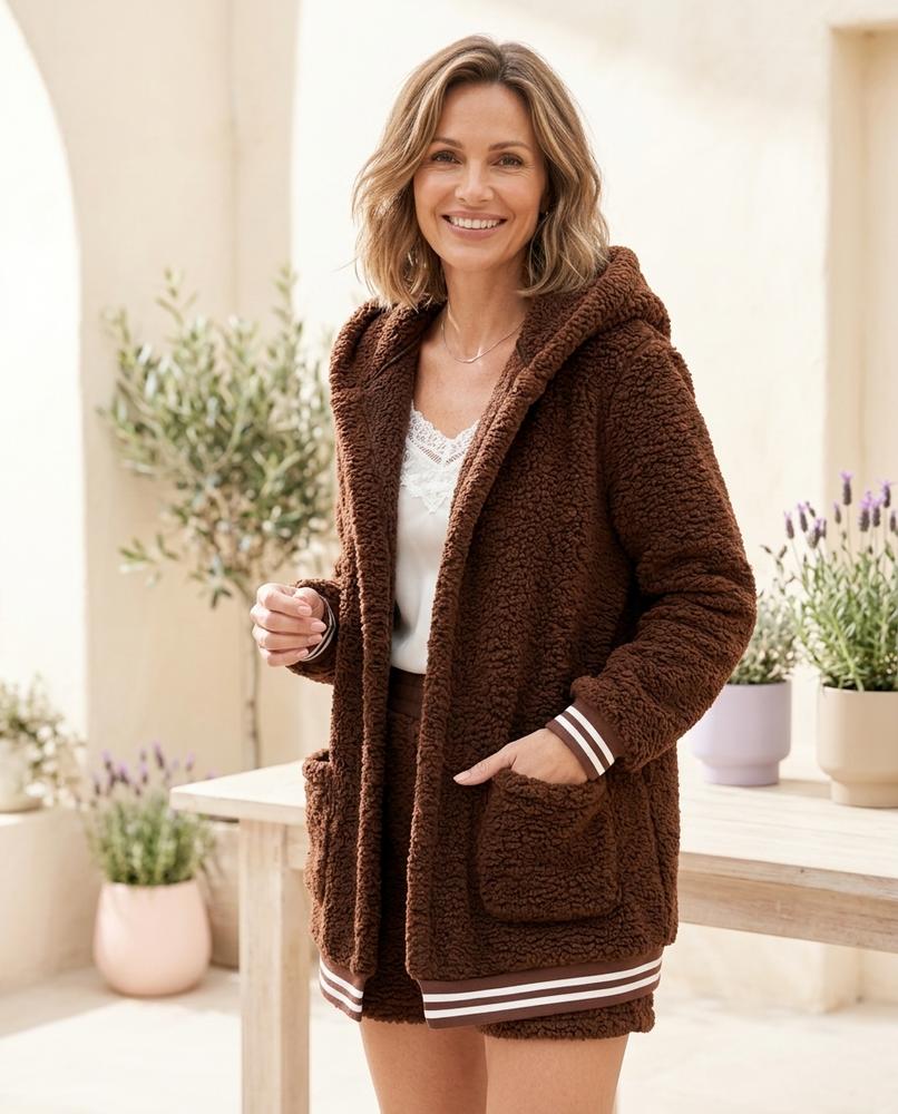 Marvis Mode - Nenor | Plüschig Verschlusslos Jacke Damen