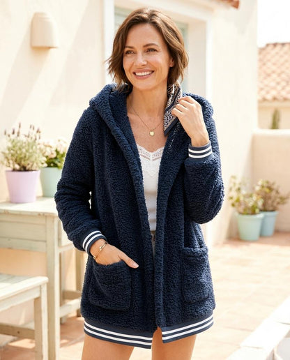 Marvis Mode - Nenor | Plüschig Verschlusslos Jacke Damen