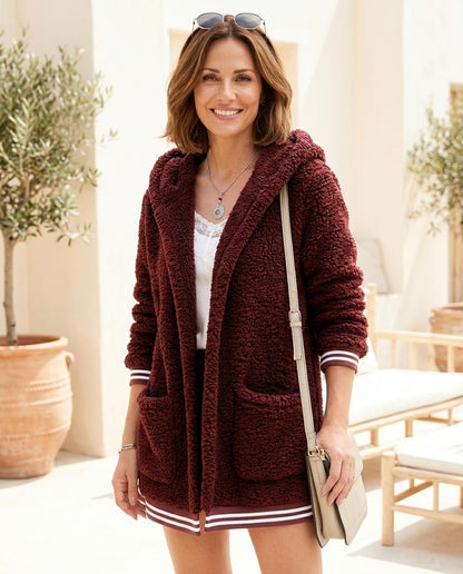 Marvis Mode - Nenor | Plüschig Verschlusslos Jacke Damen