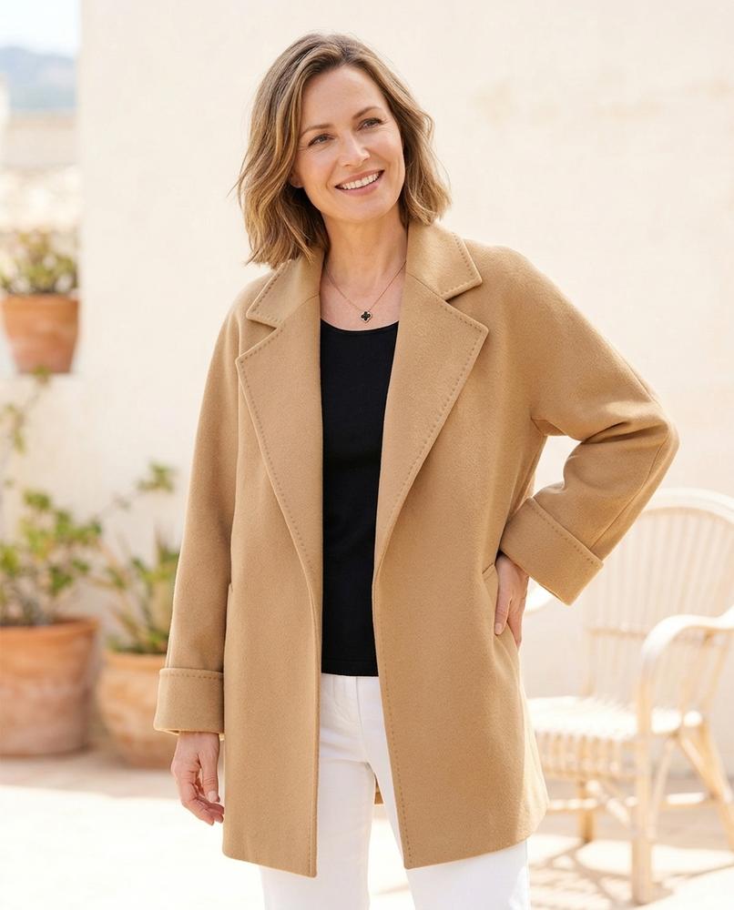 Marvis Mode - Vesil | Knopflos Wollig Mantel Damen