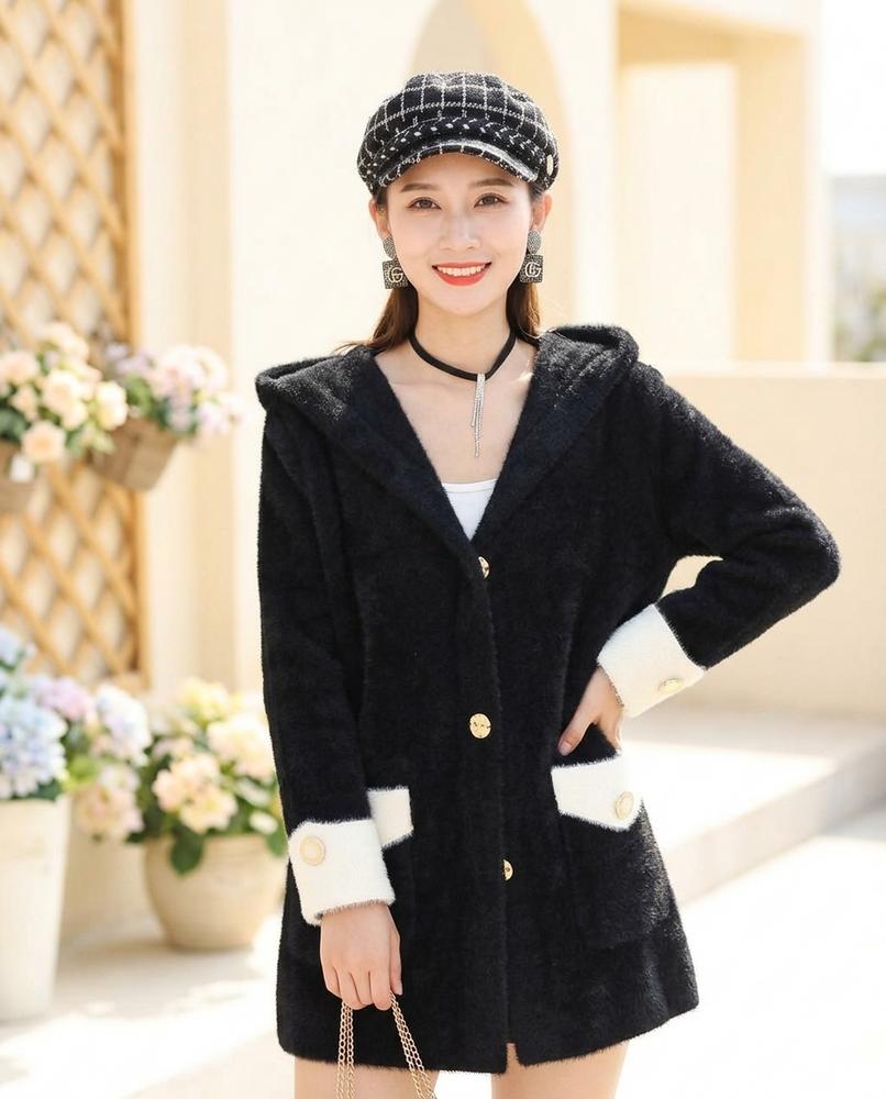 Marvis Mode - Saven | Plüschig Geknöpft Cardigan Damen