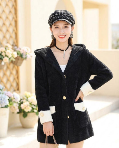 Marvis Mode - Saven | Plüschig Geknöpft Cardigan Damen