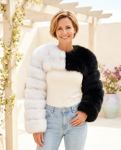 Marvis Mode - Rasil | Zweifarbige Voluminöse Jacke Damen