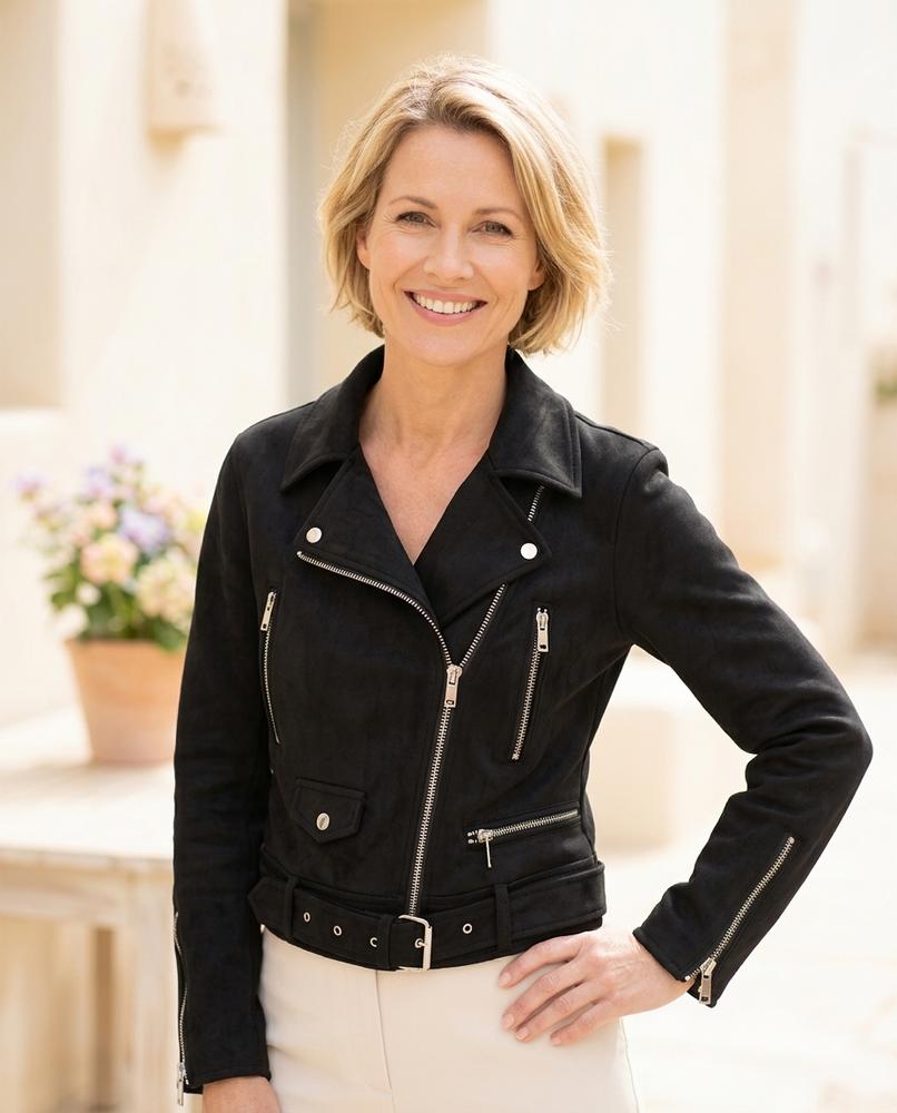 Marvis Mode - Tasil | Asymmetrisch Veloursartig Jacke Damen