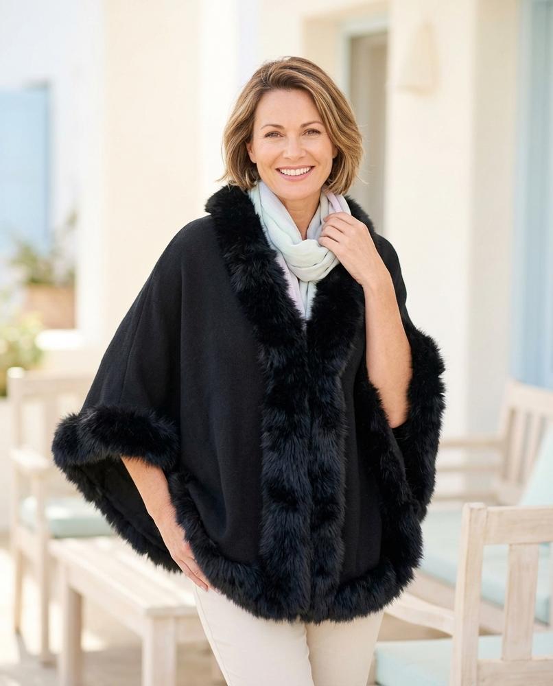 Marvis Mode - Eahor | Pelzbesetzter Offener Cardigan Damen