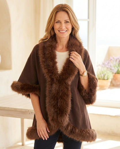 Marvis Mode - Eahor | Pelzbesetzter Offener Cardigan Damen