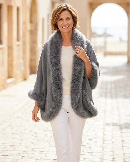 Marvis Mode - Eahor | Pelzbesetzter Offener Cardigan Damen