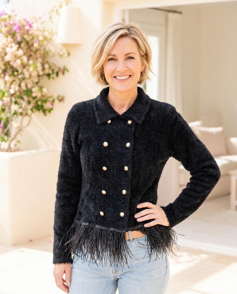 Marvis Mode - Nunut | Zweireihig Flauschig Jacke Damen