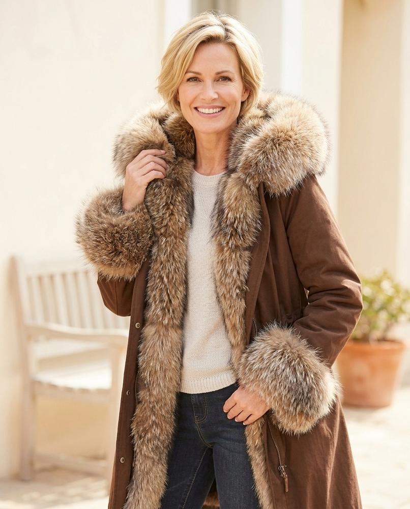 Marvis Mode - Yotar | Gefütterter Kapuzen Mantel Damen