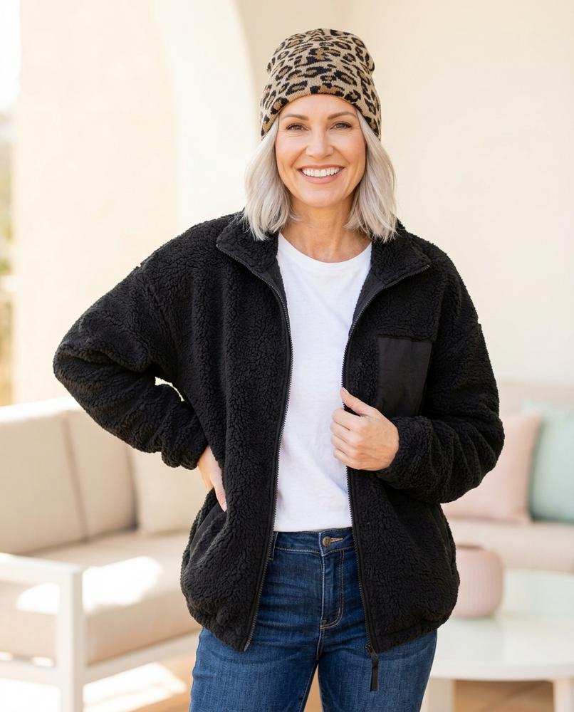 Marvis Mode - Covur | Reißverschluss Teddyplüsch Jacke Damen