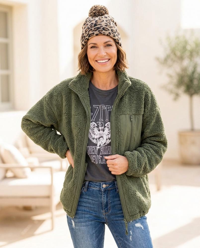 Marvis Mode - Covur | Reißverschluss Teddyplüsch Jacke Damen
