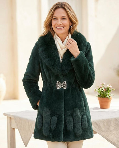 Marvis Mode - Yepan | Taillierter Pelz Mantel Damen