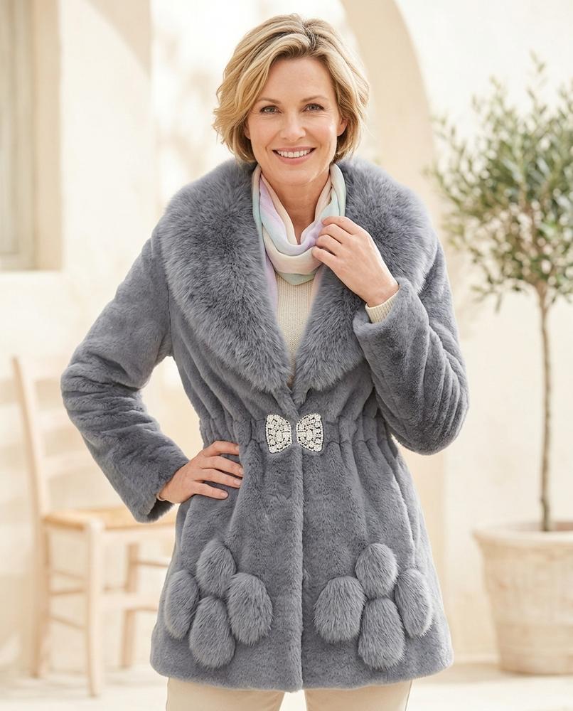 Marvis Mode - Yepan | Taillierter Pelz Mantel Damen