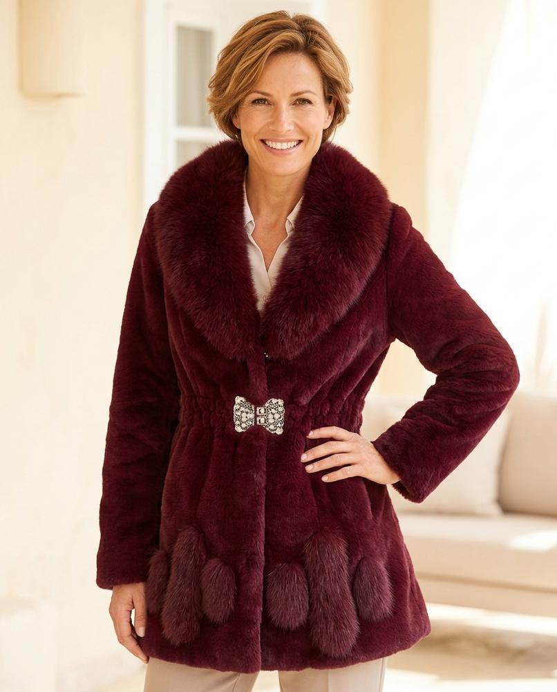 Marvis Mode - Yepan | Taillierter Pelz Mantel Damen