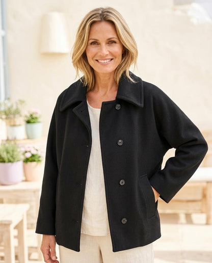Marvis Mode - Nufar | Geknöpfter woll Mantel Damen