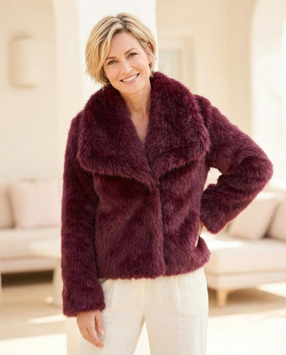 Marvis Mode - Lafed | Plüschig Verschlusslos Jacke Damen