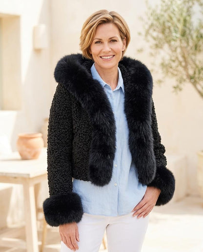 Marvis Mode - Detar | Pelzbesetzt Kurzgeschnitten Jacke Damen