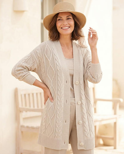 Marvis Mode - Carun | Lang Gezopft Strickjacke Damen