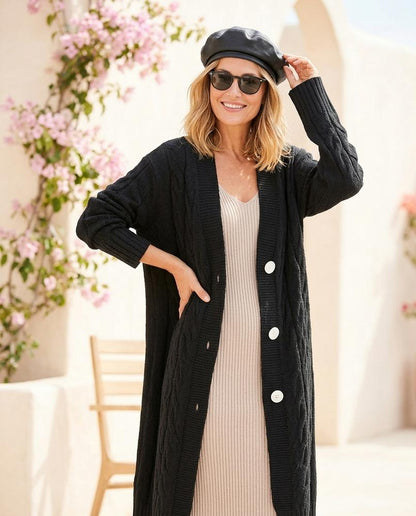 Marvis Mode - Carun | Lang Gezopft Strickjacke Damen
