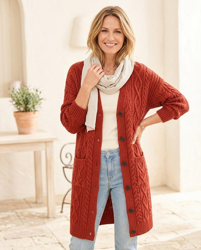 Marvis Mode - Vubad | Langer Grobgestrickter Cardigan Damen