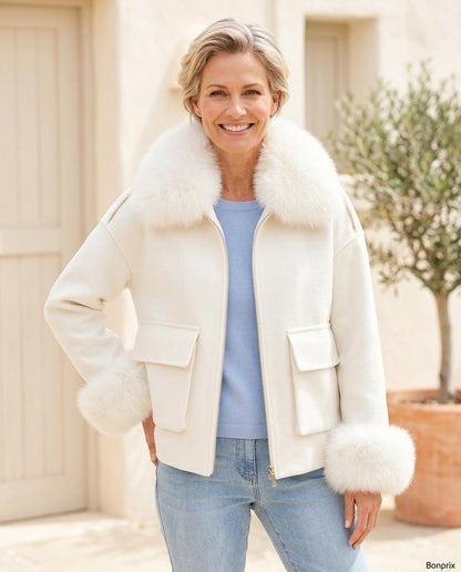 Marvis Mode - Lehom | Pelzbesetzt Gefüttert Jacke Damen