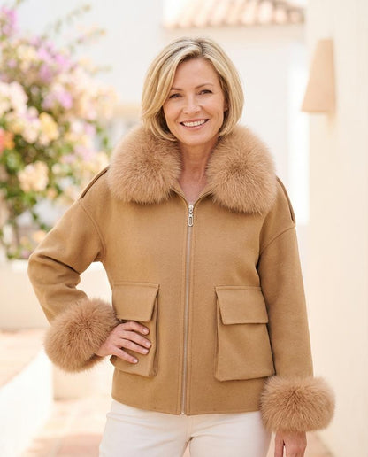 Marvis Mode - Lehom | Pelzbesetzt Gefüttert Jacke Damen