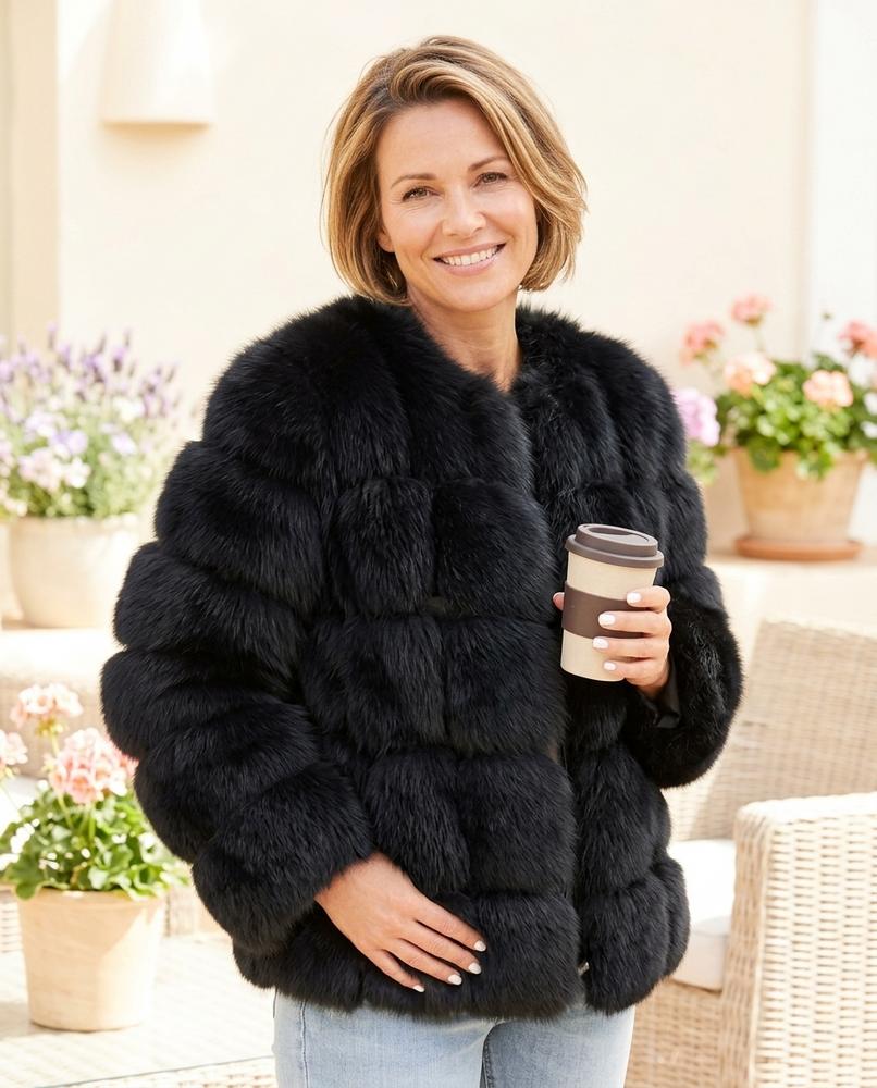 Marvis Mode - Lizal | Flauschig Kragenlos Mantel Damen