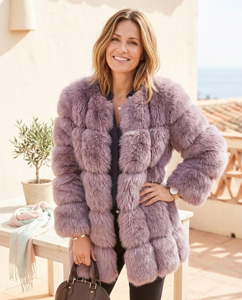Marvis Mode - Lizal | Flauschig Kragenlos Mantel Damen