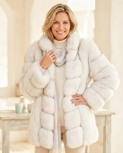 Marvis Mode - Lizal | Flauschig Kragenlos Mantel Damen