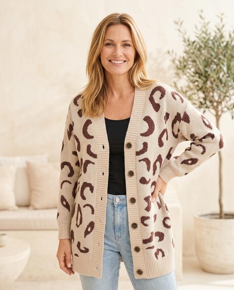 Marvis Mode - Dasal | Gemusterter Geknöpfter Cardigan Damen