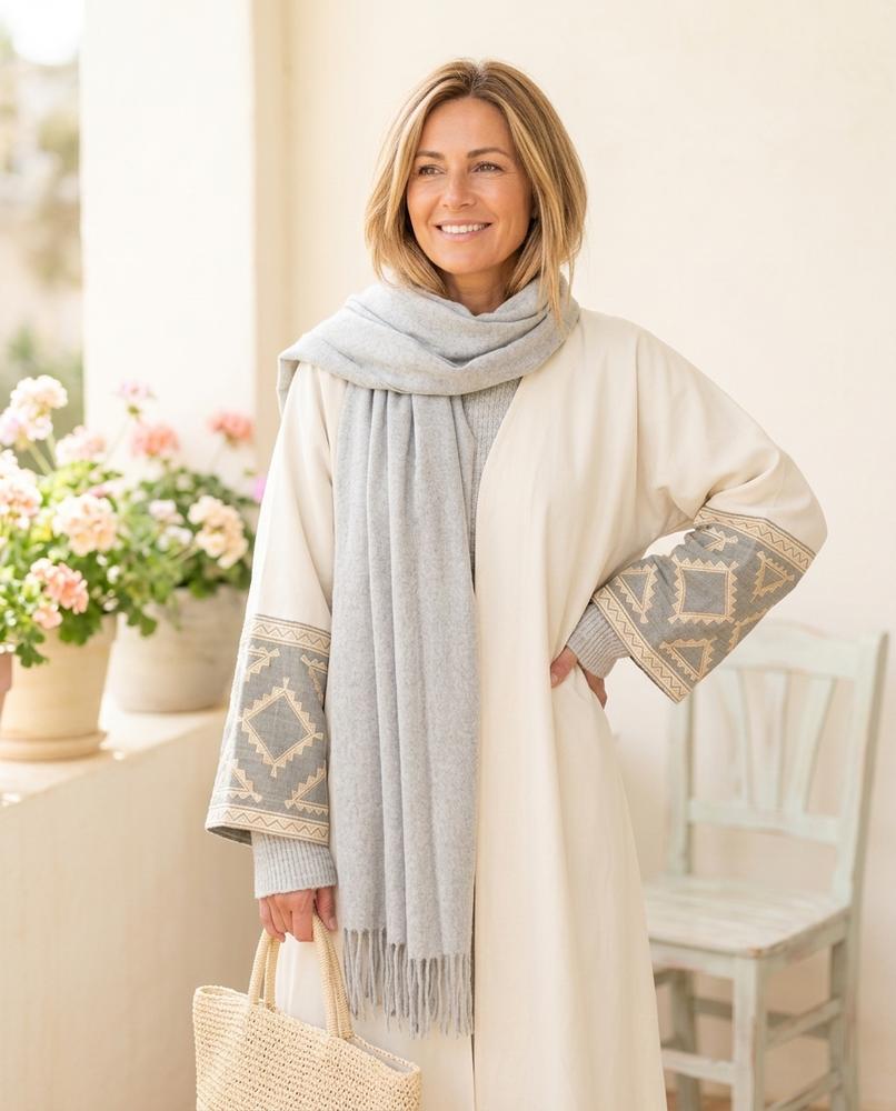 Marvis Mode - Aukod | Bestickter Offener Mantel Damen