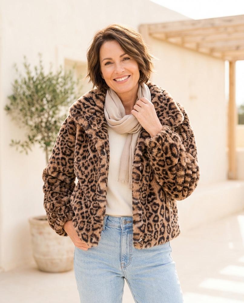 Marvis Mode - Rehek | Plüschig Gemustert Jacke Damen