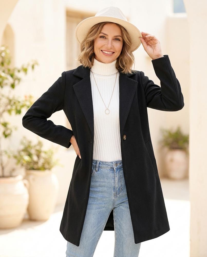 Marvis Mode - Veval | Taillierter Ein-Knopf Mantel Damen