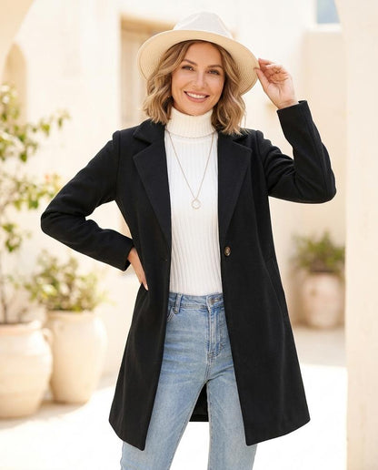 Marvis Mode - Veval | Taillierter Ein-Knopf Mantel Damen