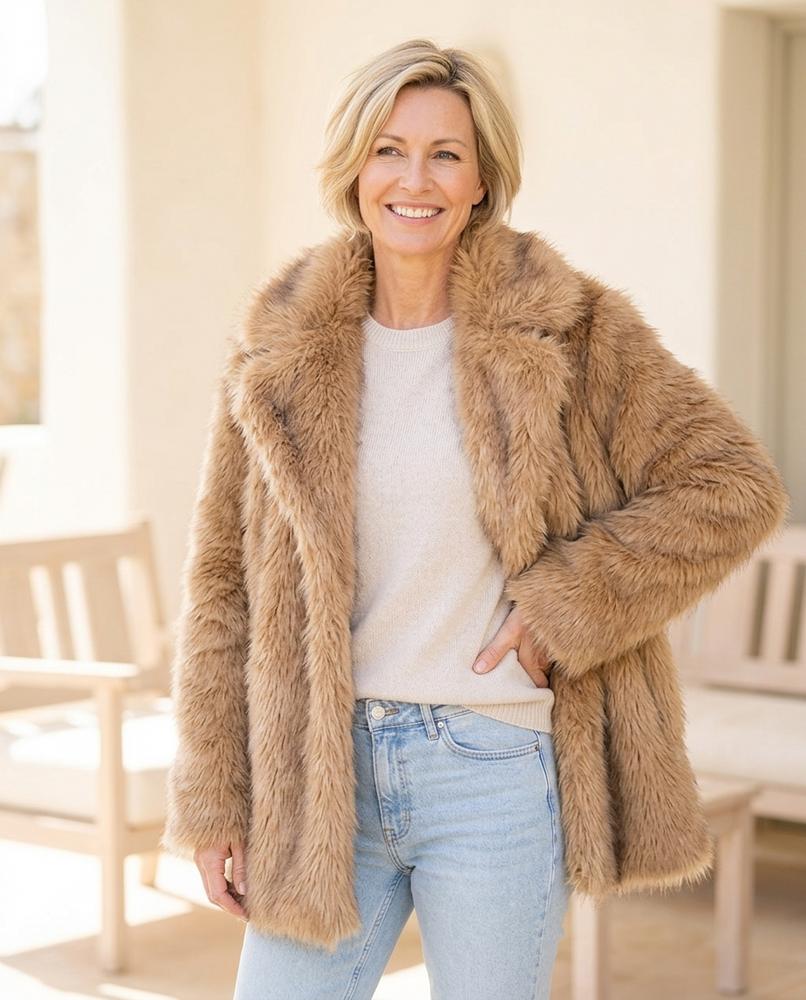 Marvis Mode - Vuguv | Gefütterter Webpelz Mantel Damen