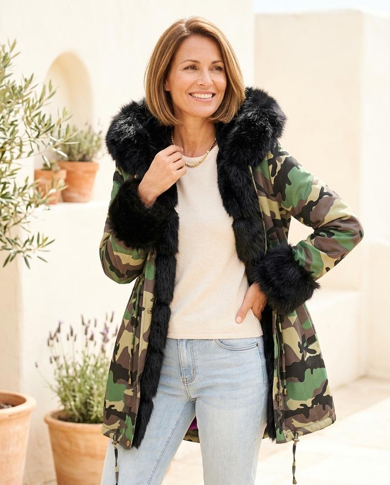Marvis Mode - Lavit | Gefütterter Gemusterter Mantel Damen