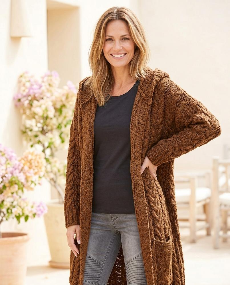 Marvis Mode - Rudir | Grobgestrickte Lange Strickjacke Damen