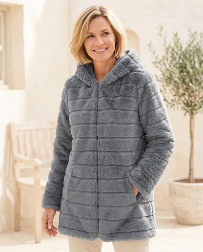 Marvis Mode - Lezak | Plüschiger Strukturierter Mantel Damen