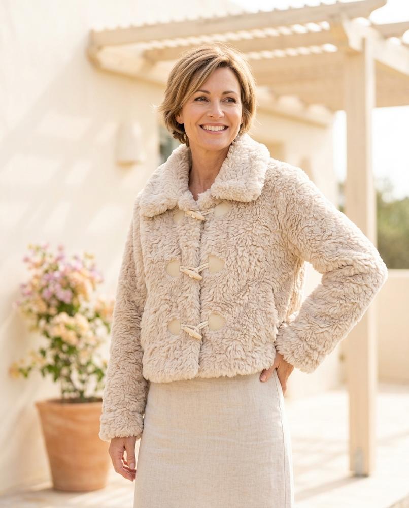 Marvis Mode - Dinod | Flauschig Kurz Jacke Damen