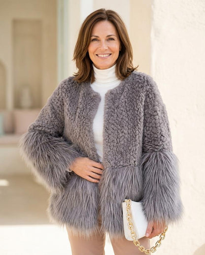 Marvis Mode - Aetad | Gewebte Kragenlose Jacke Damen