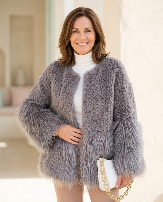 Marvis Mode - Aetad | Gewebte Kragenlose Jacke Damen