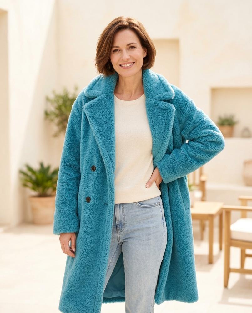 Marvis Mode - Depes | Plüschig Langgeschnitten Mantel Damen
