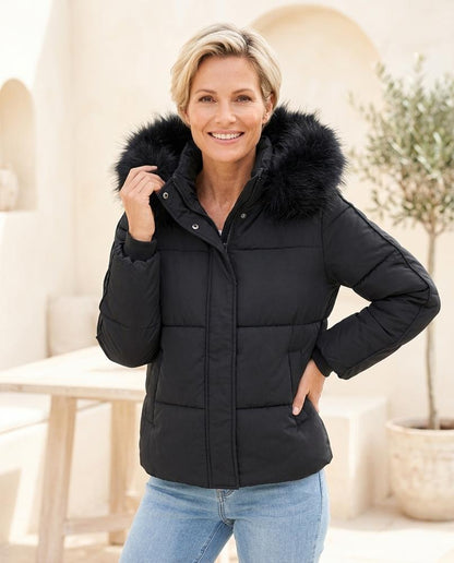 Marvis Mode - Rugok | Wattiert Pelzbesetzt Jacke Damen