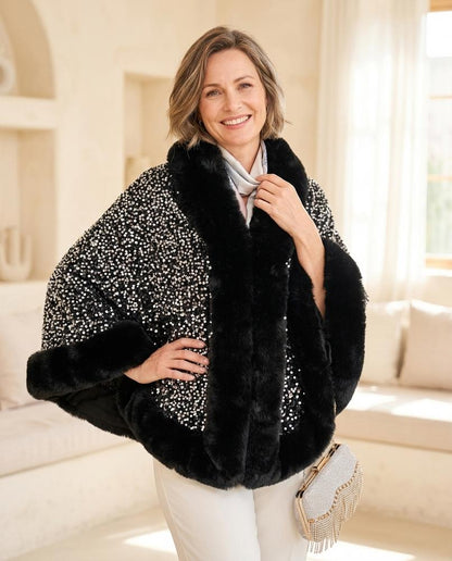 Marvis Mode - Dekel | Paillettenbesetzt Pelzbesetzt Jacke Damen