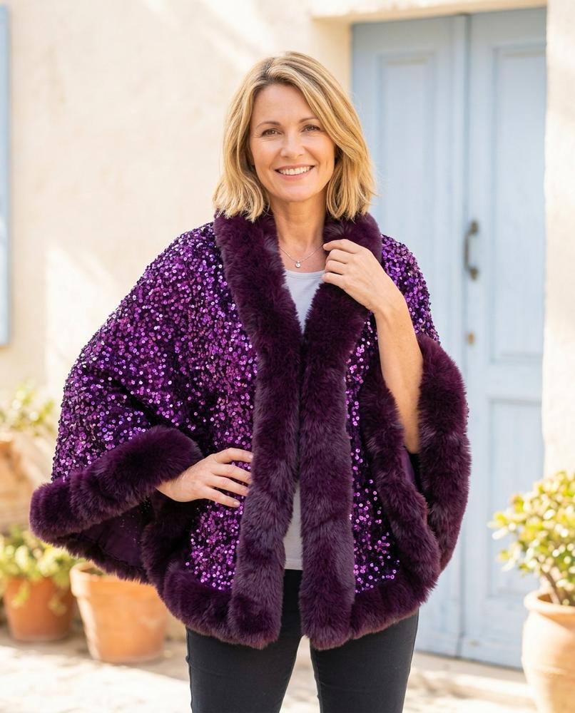 Marvis Mode - Dekel | Paillettenbesetzt Pelzbesetzt Jacke Damen